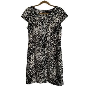 Perceptions Women's Leopard Print Belted Dress Capped‎ Sleeves Size 12